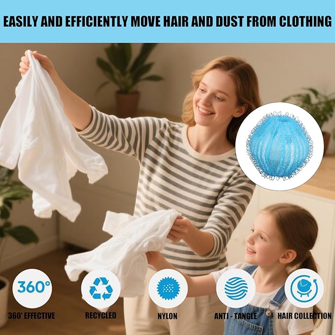 12pcs Pet Hair Remover for Laundry, Reusable Dryer Pet Hair Catching Balls Dog Cat Lint Remover Balls Washing Machine Cleaning Tool for Home Dormitory Hostel Does Not Damage Clothing