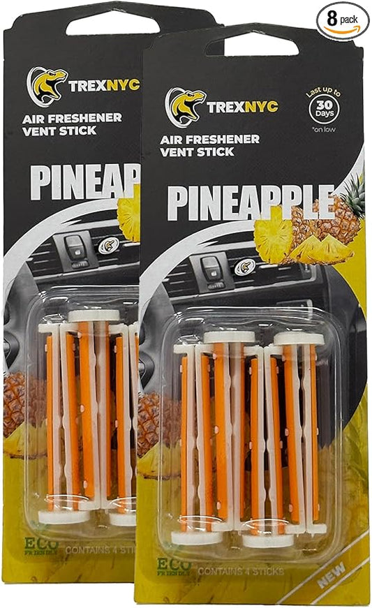 Car Air Fresheners Vent Sticks, Essential Car Odor Eliminator, For Long Lasting Fragrance up to 30 days (Pineapple, 2 Packs)