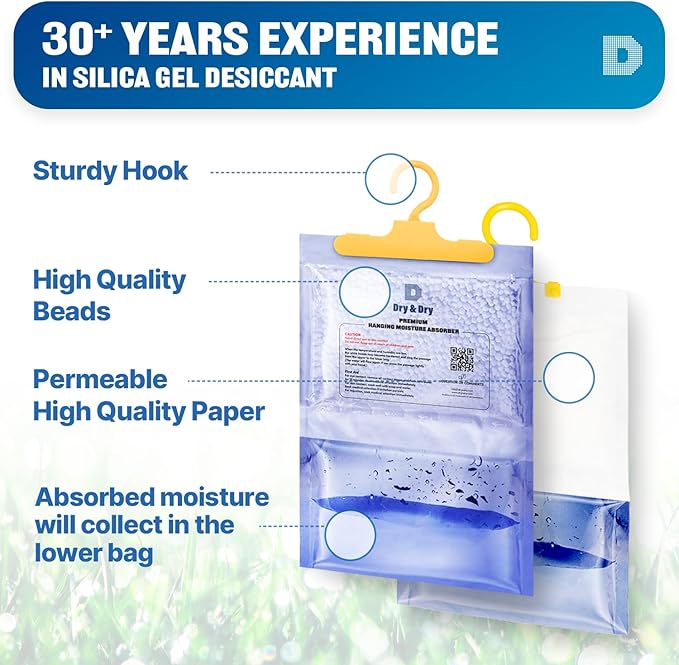 Dry & Dry 5 Packs [Net 14.1 Oz/Pack] Moisture Absorbers for Home, Basement & Bedroom - Small Dehumidifiers