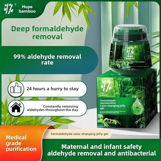 Lavender non-electric air purifier set: formaldehyde-removing gel+ test kit+2activated charcoal packs. Eliminates formaldehyde, benzene, ammonia, TVOC & odors. For bedroom, closet, kitchen, new home