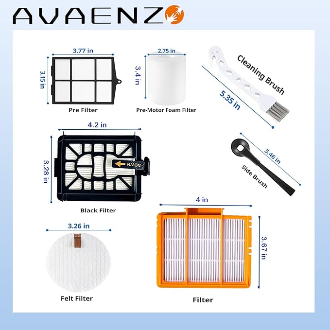 Replacement Parts Compatible with Shark AV2610WA AV2630WA RV2610WA Matrix Plus Robot Vacuum Cleaner,1 Main Brush,1 Main Brush Cover,2 Filters,5 Mop Pads,6 Side Brushes,1 Pre Filter,1 Pre-Motor Foam