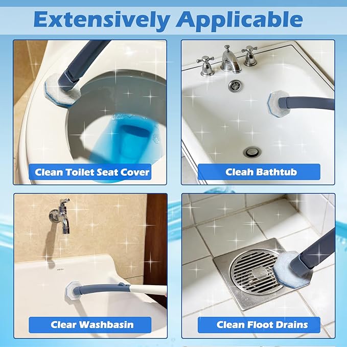 60pcs Disposable Toilet Wand Refills，Compatible with Most Toilet Brushes，5X Cleaning Power Toilet Bowl Cleaners，No Falling Apart，Upgrade Fiber Cleaner Heads，for Closestool Bathroom Cleaning