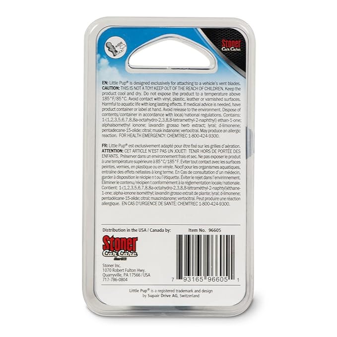 Little Pup 96605 Black Velvet Scent, Car Air Freshener, Clips to A/C Air Vent, Alcohol-Free Fragrance Oil, Non-Hazardous and Non-Toxic Plastic, Set of 1 (Pack of 2)
