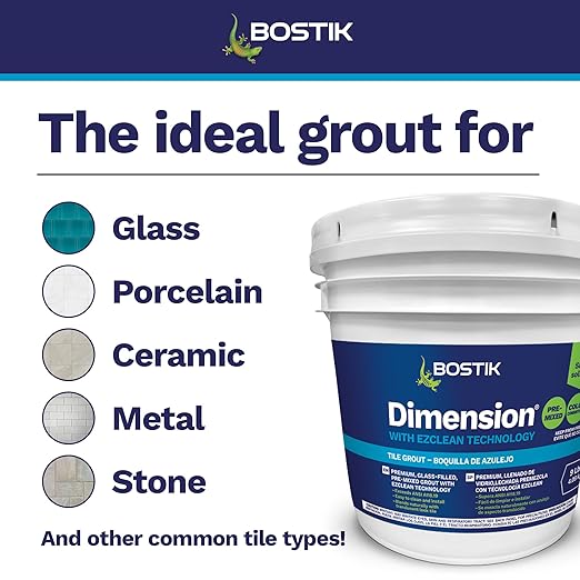BOSTIK EZ Clean Dimension 9lb Premixed Tile Grout – Citrine H640 | Professional Grade | Easy Apply & Clean, Glass-Filled Translucent Reflective, Stain & Crack Resistant, Fast Drying