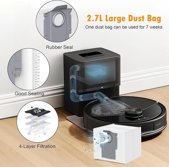 26 Pack Replacement Accessories for Roborock Q10 S5/Q10 S5+/Q10 X5/Q10 X5+ Robot Vacuum Cleaner, 2 Main Brushes 6 Side Brushes 4 HEPA Filters 6 Mop Pads 6 Dust Bags 1 Cleaning Brush 1 Screwdriver