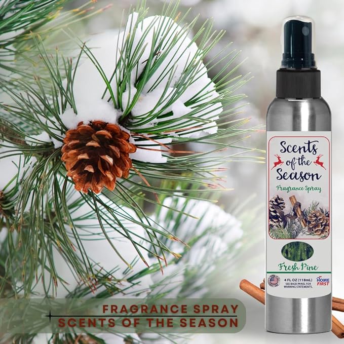 Essential Oil Fragrance Spray, Pine, 4 oz — Natural Room and Fabric Mist for Home, Office, and Holiday Decor