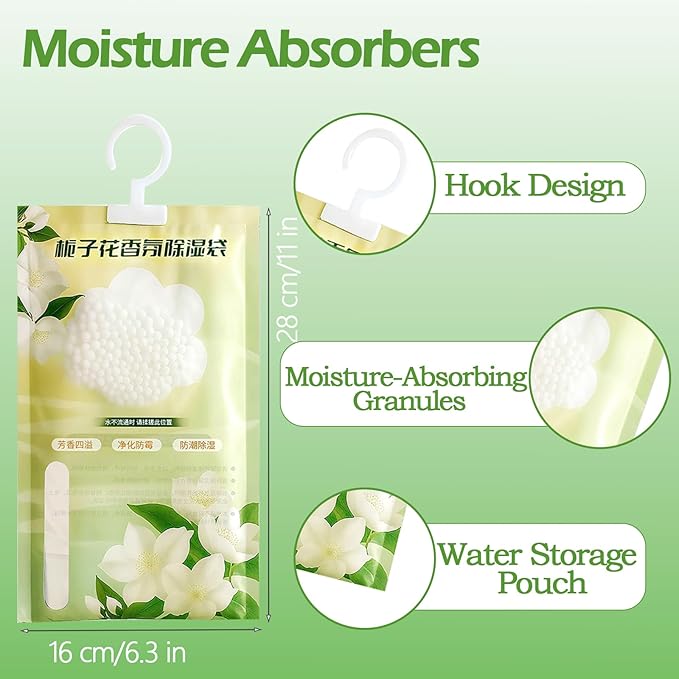 12 Pack Moisture Absorbers, Dehumidifier Bags for Closet,Humidity Bags for Closet, Humidity Absorber in Wardrobes, Bedrooms, Bathrooms