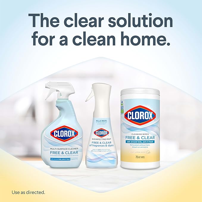 Clorox Free & Clear Cleaning Wipes, Light Lemon Scent, 75 Count (Package May Vary)