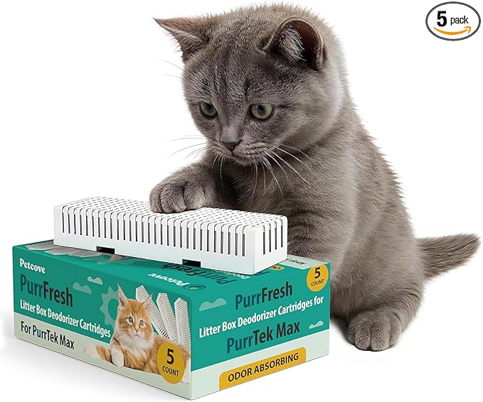 PetCove PurrTek Max Cat Litter Box Filters Replacements | Activated Charcoal Odor Absorber & Deodorizer Pods | Litter Box Filter Scent Eliminator | Precision Fit Filters for Hooded Boxes Long-Lasting