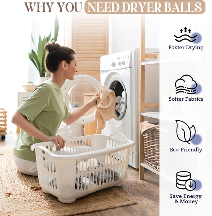 Large Wool Dryer Balls, New Zealand Dryer Balls Laundry Reusable Reduce Static Cling, Dryer Ball to Reduce Wrinkles & Shorten Drying Time, Drying Balls Fabric Softener Ball for Laundry（Pack of 8 XL)
