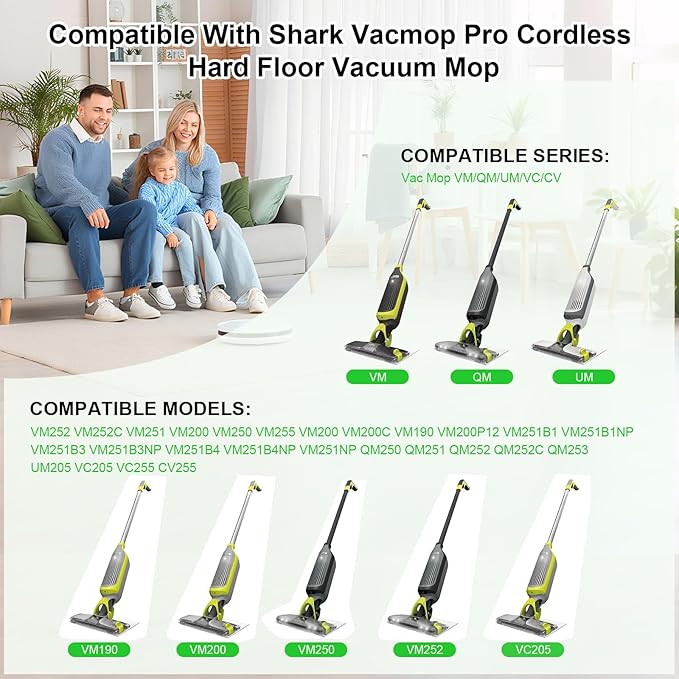 Reusable for Shark Vacmop Replacement Pads: Wet Dry Vac Mop Pads Refills For Shark Vacmop Pro Cordless Vacuum Mop Vac Mopvac VM252 VM200 VM200p12 VMP30 VM190 VM250 hard floor Cleaner mopping Pad 7pack