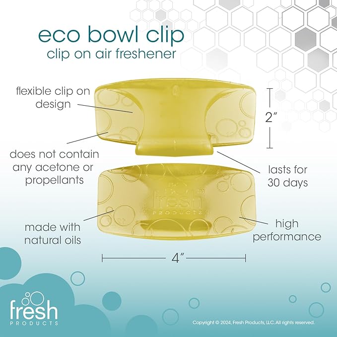 Fresh Products Eco Bowl Clip 2.0 Toilet Bowl Air Freshener, Citrus Scent, 4 Clips