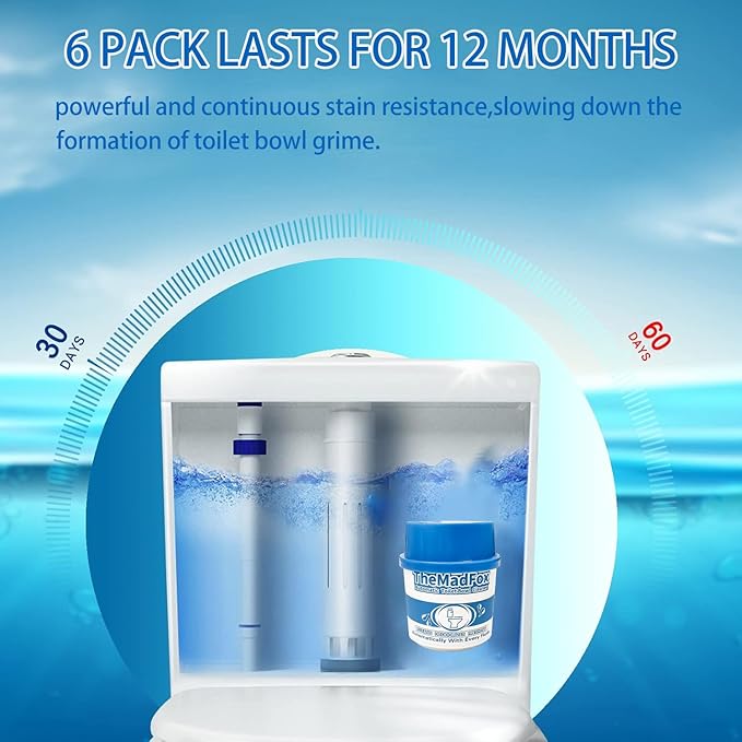 6 Pcs Enzyme Toilet Bowl Cleaner Bottle, Automatic Self-Acting Toilet Tank Cleaner, Enzyme-Powered Stain & Limescale Prevention, Long-Lasting Deodorizer, Safe for Plumbing & Septic Systems