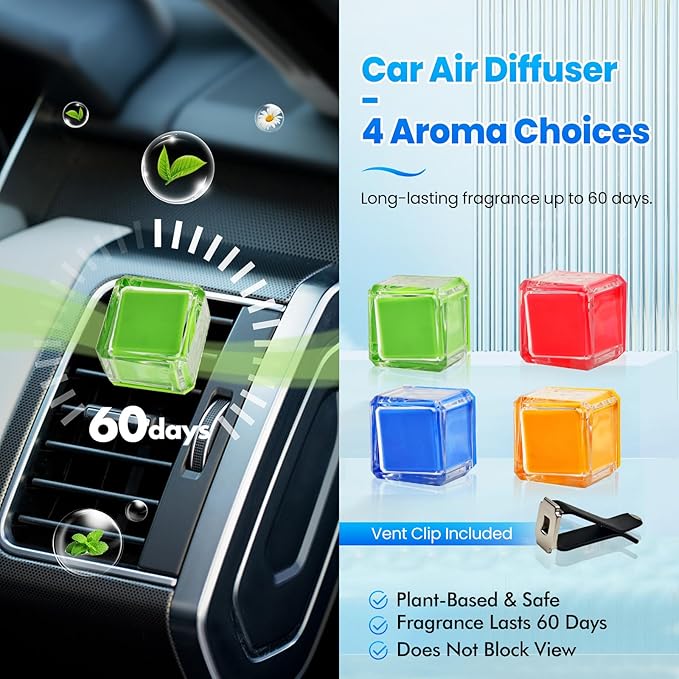 CYTITZHEN Car Air Freshener Vent Clip with Replaceable Scent Pods - Natural Essential Oil Fragrance, Long Lasting Odor Eliminator & Neutralizer for Cars, SUVs, Trucks (Cologne)