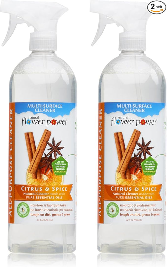 All-Purpose Cleaner Concentrate - Makes 32 Fl Oz Just Add Water - Multi-Surface Cleaning Spray, Non-Toxic, No Harsh Fumes or Chemicals, Child & Pet Safe - Citrus & Spice