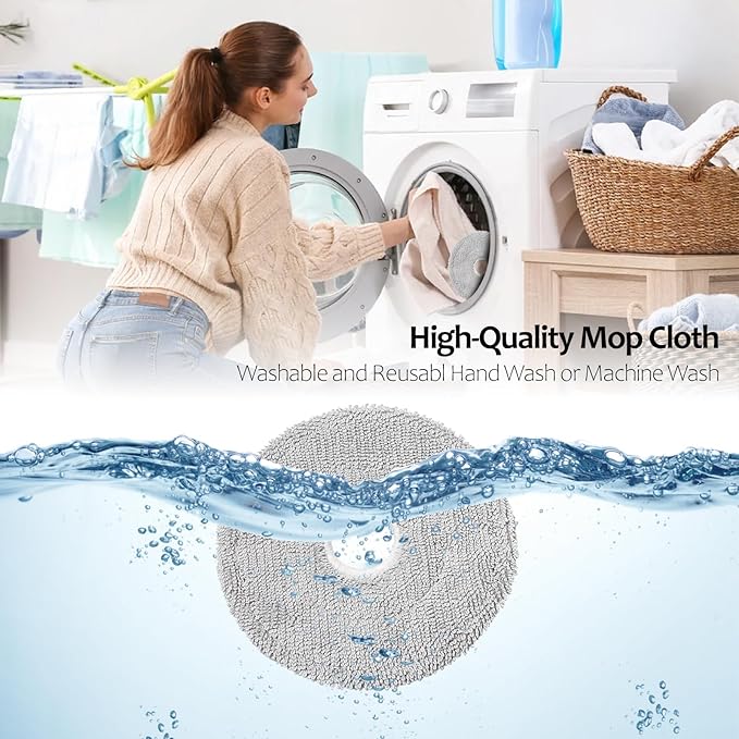 4 Pcs Mop Pads for Mova P10 Pro Ultra/Dreame L40 Ultra/ L10s Ultra Gen 2/ X40 Ultra/X50 Ultra/ E30 Ultra/ P50 Pro Ultra Robot Vacuum, Washable Reusable Replacement Wet Microfiber Mop Floor Cleaning