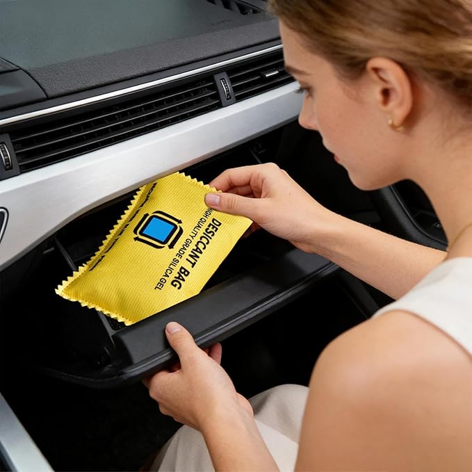 Car Dehumidifier, Silicone Beads Leak-Proof Moisture Absorbers, Reusable Fast Reactivated Desiccant Packets for Windscreens Interior Closet Basement Garage Household, Car Moisture Control, H