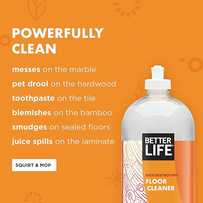 Better Life Floor Cleaner Citrus Mint(32 Oz, 1 Pack) + All Purpose Cleaner Unscented (24 Oz, 1 Pack)