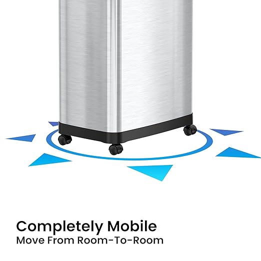 iTouchless 24 Gallon Dual-Side Opening Trash Can with Odor Filter & Locking Wheels – Stainless Steel Commercial Garbage Bin for Restaurants, Kitchens, Offices, Lobbies & More