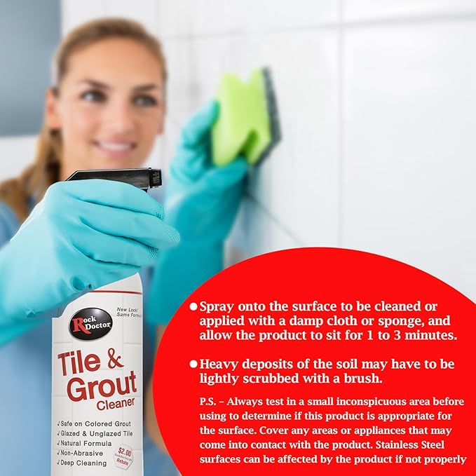 Rock Doctor Natural Tile and Grout Cleaner, Remove Stains Dirt, Oil, and Soap Scum, Heavy Duty Non-Abrasive Tile Cleaner, Natural Formula, Pack of 2