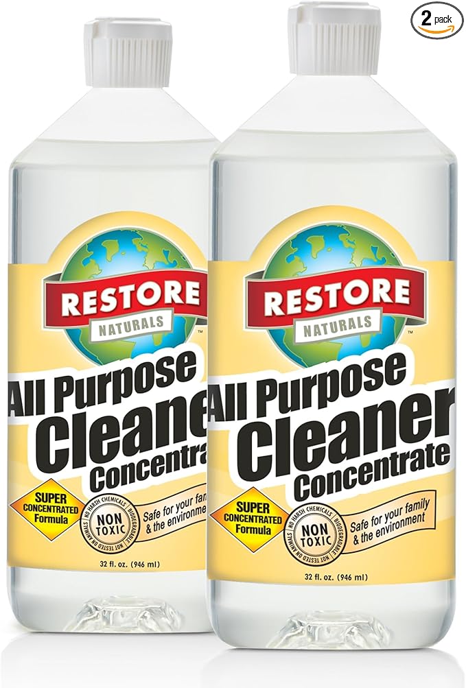 Restore Naturals Floor Cleaner & All Purpose Cleaner - 32 Fl Oz - Gentle, Non-Toxic Formula | pH Neutral | Cruelty-Free | Made in the USA - 2 Pack