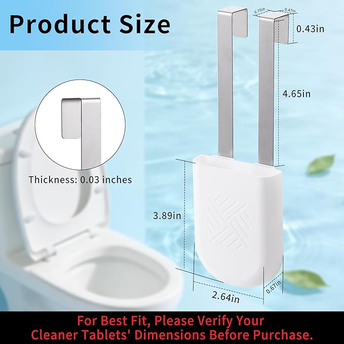 Premium Toilet Tank Tablet Holder – Plastic Hanging Cleaner Caddy (3.7'' x 2.9'' x 0.7'', White) – Toilet Bowl Cleaner Hanging Carrier - Prevents Dissolved Residue in Water Tank