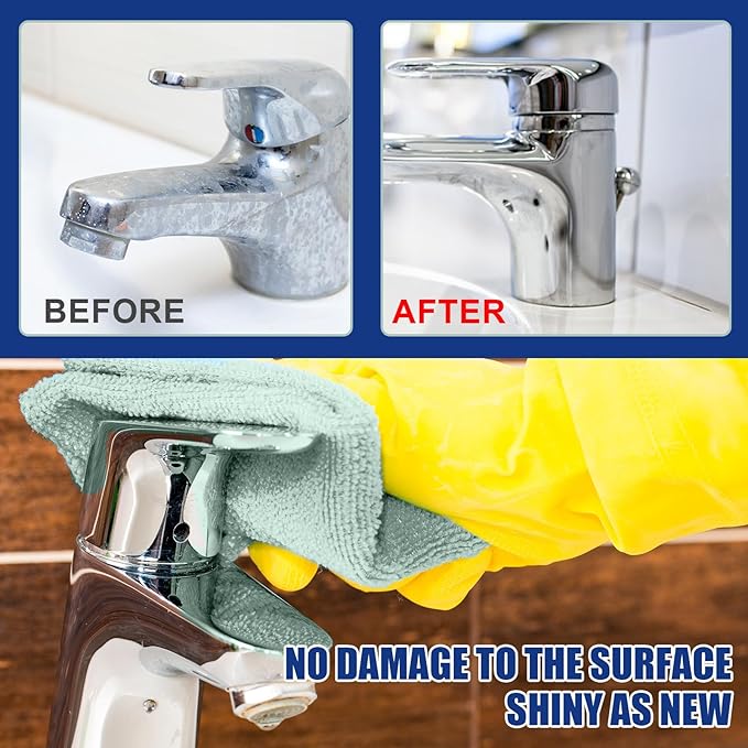 Bathroom Descaler Foam Cleaner Spray - Powerful Stain & Limescale Remover, All-Purpose No-Scrub Bubble Foam for Shower Glass, Sink, Toilet, Bathtub Tile Faucet Cleaning (1)