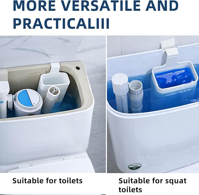 Toilet Tank Tablet Holder, 2 Pack Clip-On Toilet Cleaner Tablet Dispenser Box with Bottom Water Ports for Even Dispersion