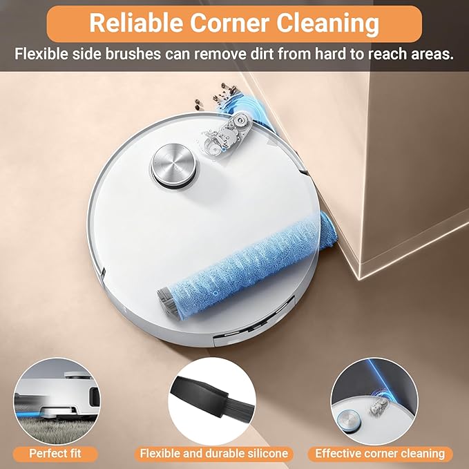 Replacement Kit for DREAME Aqua10 Ultra Roller Robot Vacuum, 1 Pair Main Brushes, 2 Roller Mops, 4 Filters, 6 Side Brushes & Dust Bags & Scented Tablets, 1 Cleaning Brush