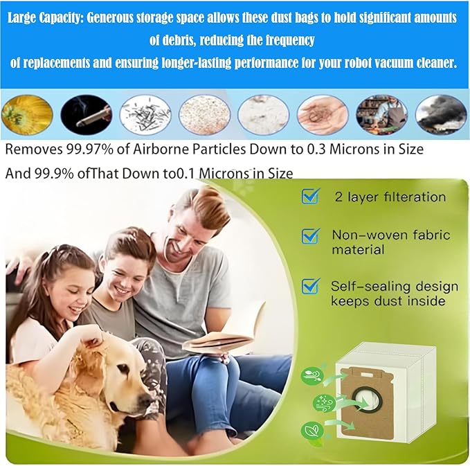 Replacement Dust Bags Compatible With Roborock H60 Hub / H60 Hub Pro / H60 Hub Ultra / H50 Ultra Cordless Vacuum Cleaner, 10 Pack Spare Parts Accessories