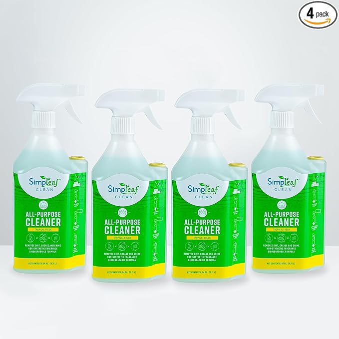 Simpleaf Clean All Purpose Cleaner | Refill System Cleaners | Tropical Fresh, 24 Fl Oz (Pack of 4)