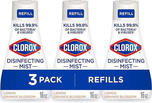 Clorox Disinfecting Mist, Lemon Orange Blossom, Disinfecting Refill, 16 Fluid Ounces, Pack of 3