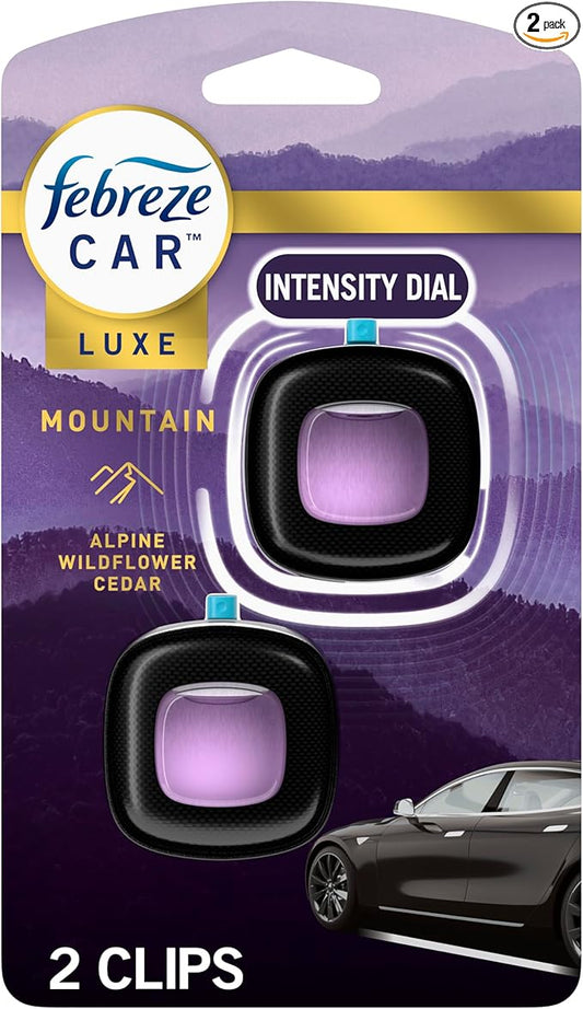 Febreze Car Mountain Scent Air Freshener Vent Clip, .07 oz, 2 Count