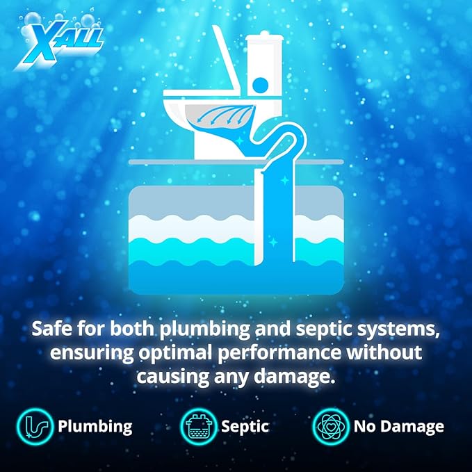 X-ALL Blue Toilet Tank Cleaner Tablets – Heavy-Duty Toilet Bowl Cleaner Tablets for Cleaning, Deodorizing - Long-Lasting Fresh Scent and Septic-Safe Stain Remover