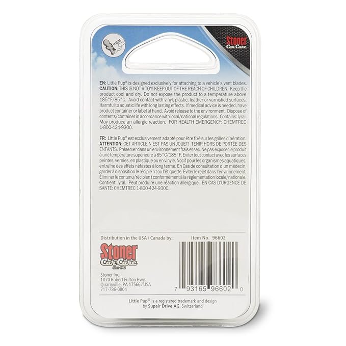 Little Pup 96602 Vanilla Scent, Car Air Freshener, Clips to A/C Air Vent, Alcohol-Free Fragrance Oil, Non-Hazardous and Non-Toxic Plastic, Set of 1 (Pack of 2)