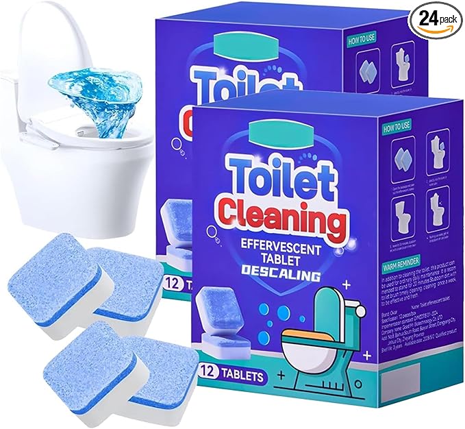 24pcs-Toilet Bowl Cleaners，Automatic Toilet Bowl Cleaners，Effervescent Toilet Cleaners，Interior Cleaning Fizz Pellet, Effervescent Cleaners Tablets