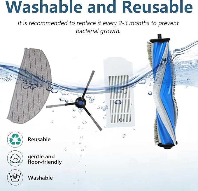 Accessories for ECOVACS DEEBOT N20 Plus, N20 Pro Plus, for Yeedi C12 Pro Plus, C12 Vacuum Cleaner, 1 Main Brush, 4 Filters, 4 Mop Pads, 6 Side Brushes, N20 Plus Replacement Part Kit Attachment
