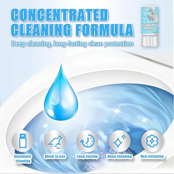 Automatic Toilet Cleaner, Blue High-Concentration Liquid for Powerful Toilet Bowl Cleaning, Lasts 200 Days or Over 4000 Uses, Deodorizes and Prevents Stains in Bathroom Toilets (2Bottle)