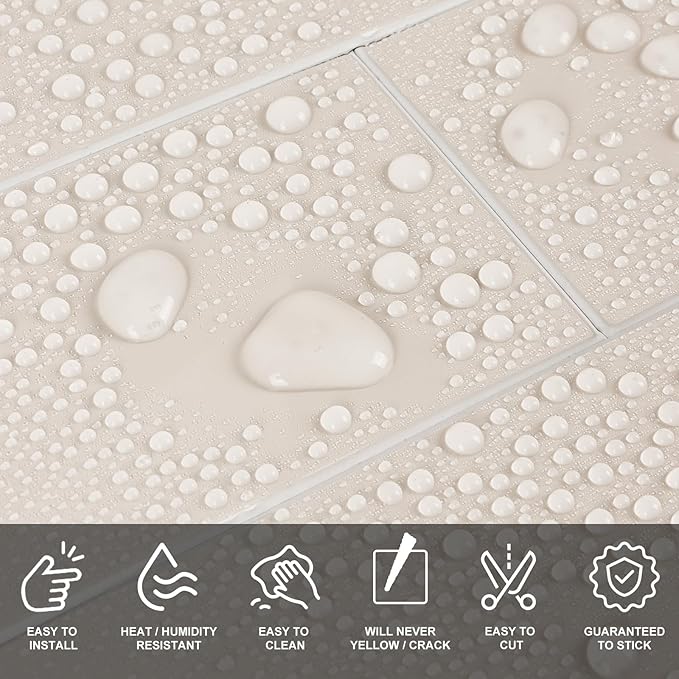 24-Pieces Peel and Stick Tiles for Kitchen Backsplash, New Upgrade Design 12" x 3"SPC Subway Backsplash Tiles, Cream Beige Premium Finger Tiles (White).