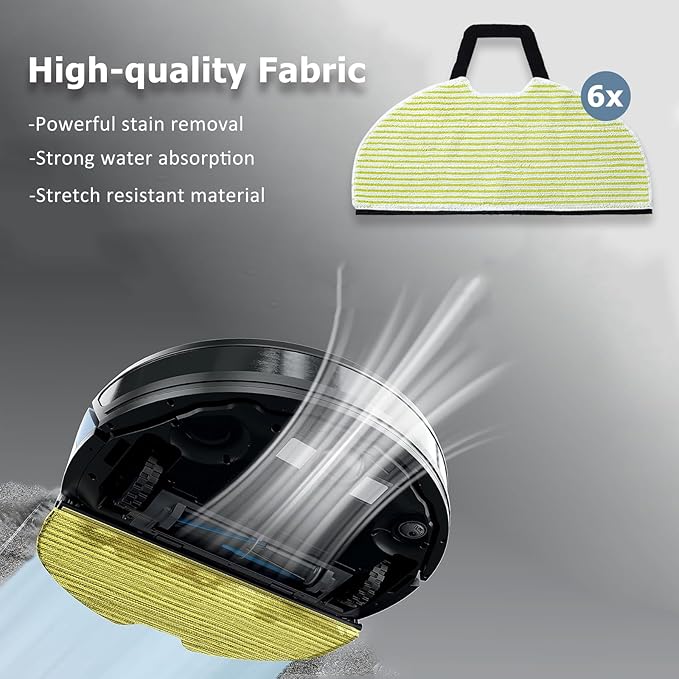6 Pack Vacmop Shark Vacuum Pads for Shark AV2610WA, RV2610WA, RV2620WD, RV2410WD, Matrix Plus AI Ultra 2-in-1 Robot Vacuum