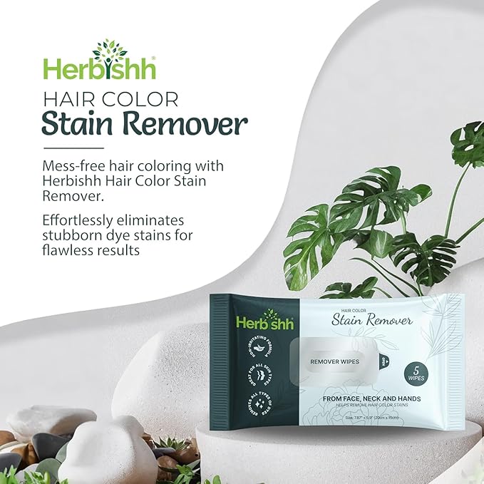 Herbishh Hair Color Stain Remover Wipes - Gentle Formula for Dye Cleanup, Skin-Friendly Travel Pack (Pack of 5)