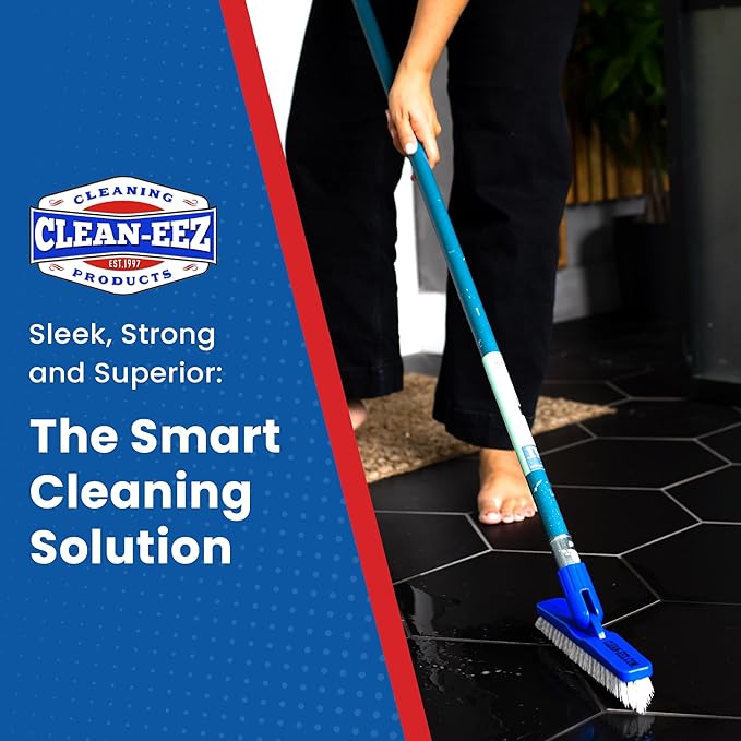 Clean-EEZ Grout Brush Combo Kit - Stand Up & Handheld V-Shaped Brushes with Curled Bristles - Easy Grout Cleaning Without Bending - Perfect for Tile, Showers & Hard-to-Reach Spots - Durable