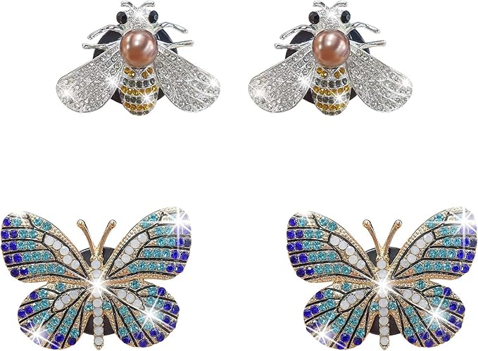 Bling Butterfly Air Vent Clips, 4 Pcs Crystal Bee Car Fresheners, Diffuser Vent Clip, Diamond Decoration, Cute Interior Decor, Bling Accessories for Women