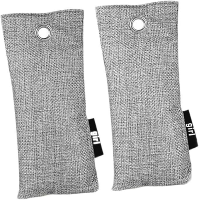 Air Purifying Bags, 2 Pack Bamboo Charcoal Odor Absorber for Shoes, Car, Closet, Bathroom, 50g Each