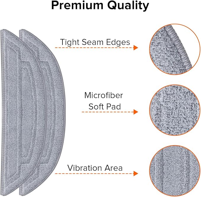 roborock 2 Pack Microfiber Mop Cloths for S8 MaxV Ultra, S8 Max Ultra Series, S8 Max(V) Ultra with R&D, Robot Vacuum Cleaner, with Dual Sonic Vibrations Modules, Mop Pad Replacement Accessories