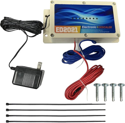 Electronic Water Descaler System Whole House Water Descaler Alternative Electronic Salt Free Hard Water Conditioner Remove Limescale Prevent Deposits Build Up Suitable for Various Pipes