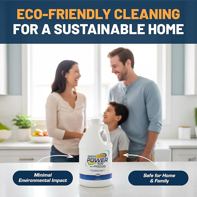 Earth Power Hypochlorous Acid 500 PPM Multipurpose Cleaner – Natural & Non-Toxic – Tile, Refrigerator, Shower, Countertop & Floor Cleaner – Family, Food & Pet Safe Cleaning Supplies – 1 Gallon