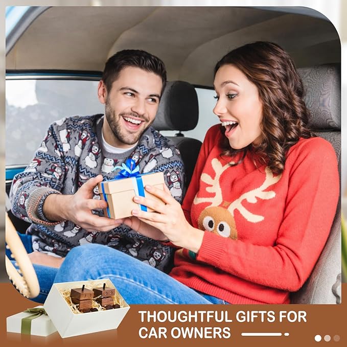 2 Pcs Cute Shaking Wooden Man Car Air Freshener Diffuser, Natural Walnut Wood Car Vent Clip Aromatherapy Diffuser, Funny Dancing Robot Scent for Dashboard Interior Decoration Gift, Not Contain Oils