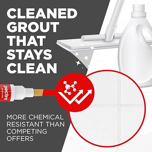 Grout Pen White – 2 Pack Tile Grout Markers with 4 Extra Nibs – Waterproof Grout Whitener & Paint for Bathroom & Kitchen – Easy to Apply, Restore Dirty Grout Lines – 0.27oz (8ml) Each PECTRO