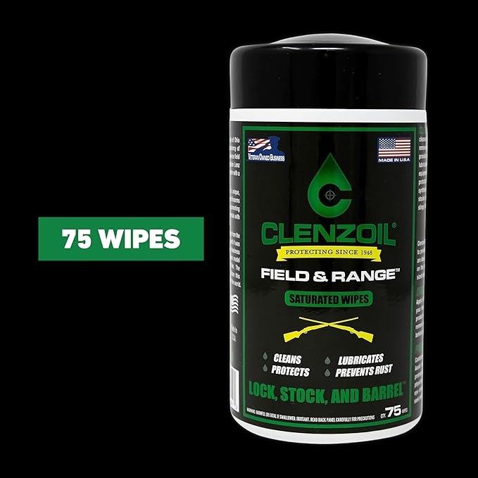CLENZOIL Field & Range Single-Use Saturated Gun Oil Wipe Packets | Individual CLP Wipes | One-Step Gun Cleaning Oil & Lubricant Field Wipes for Hunting